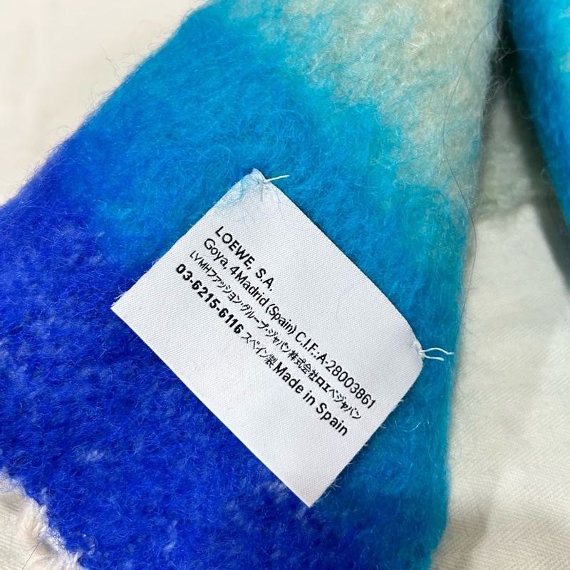 Loewe 條紋羊毛和馬海毛混紡圍巾 流蘇邊-6