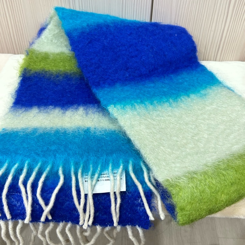 Loewe 條紋羊毛和馬海毛混紡圍巾 流蘇邊-8