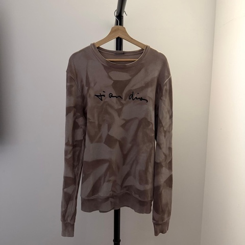 Dior 渲染灰棕草寫刺繡字母長袖衛衣/M