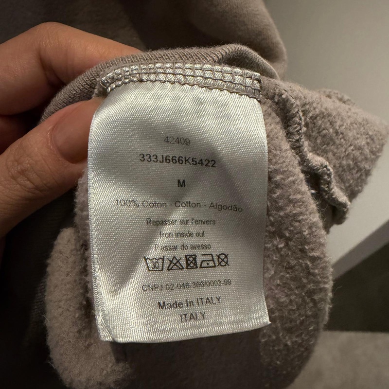 Dior 渲染灰棕草寫刺繡字母長袖衛衣/M-4
