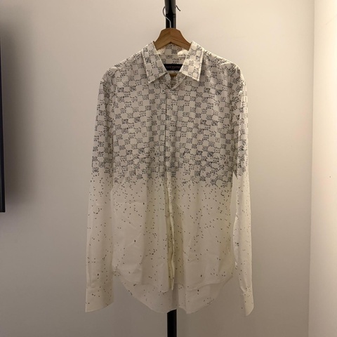 LV字母漸變白色長袖襯衫/M