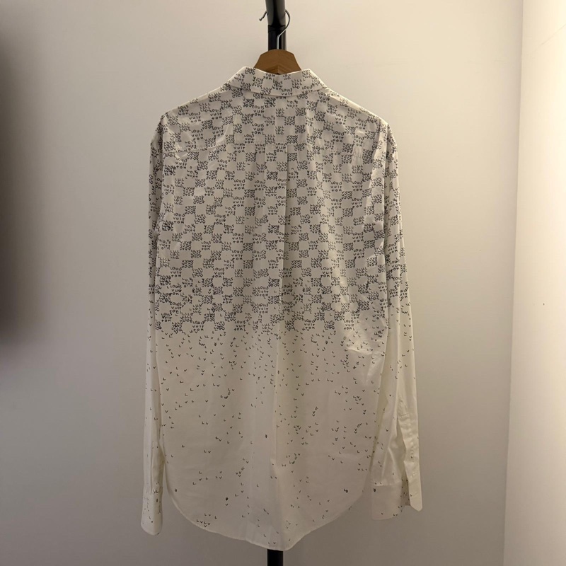 LV字母漸變白色長袖襯衫/M-9