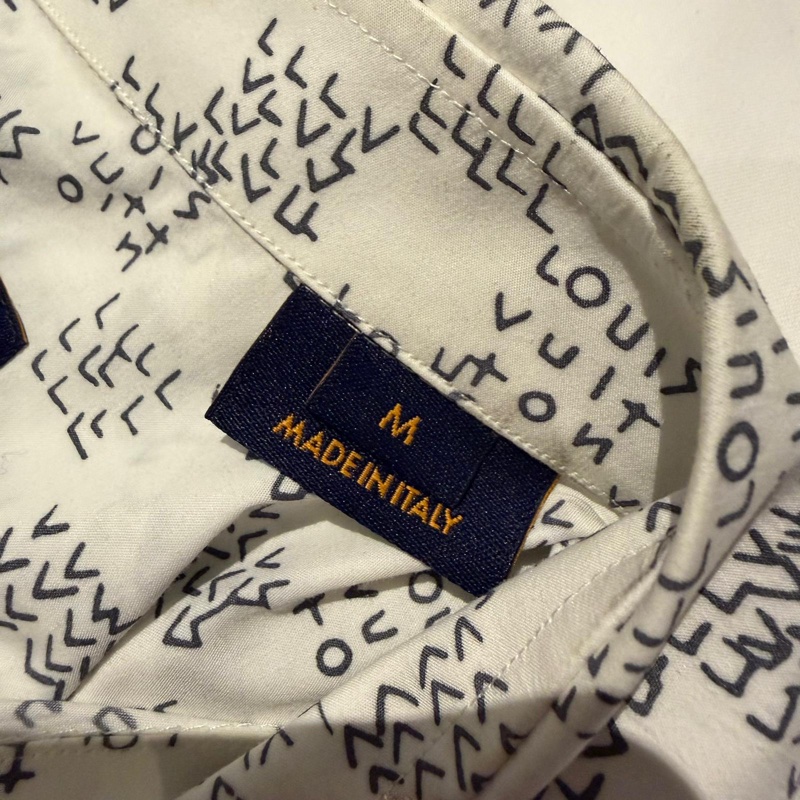 LV字母漸變白色長袖襯衫/M-12