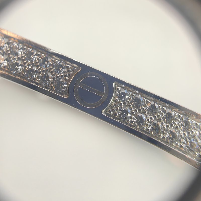 Cartier 卡地亞 love 18K白金 窄版滿天星鑽石手環 Size 17 Bracelet-4