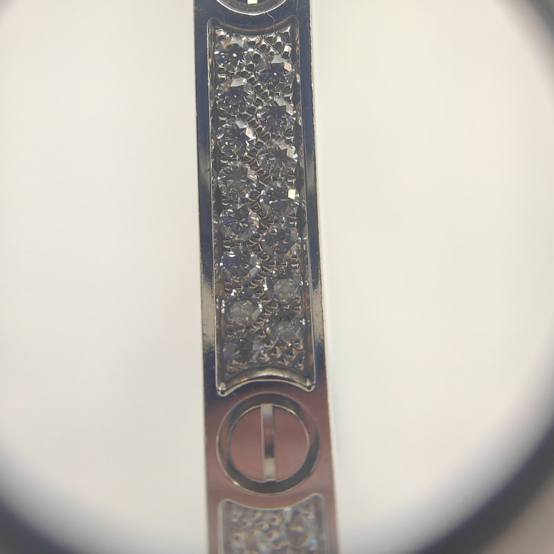 Cartier 卡地亞 love 18K白金 窄版滿天星鑽石手環 Size 17 Bracelet-5