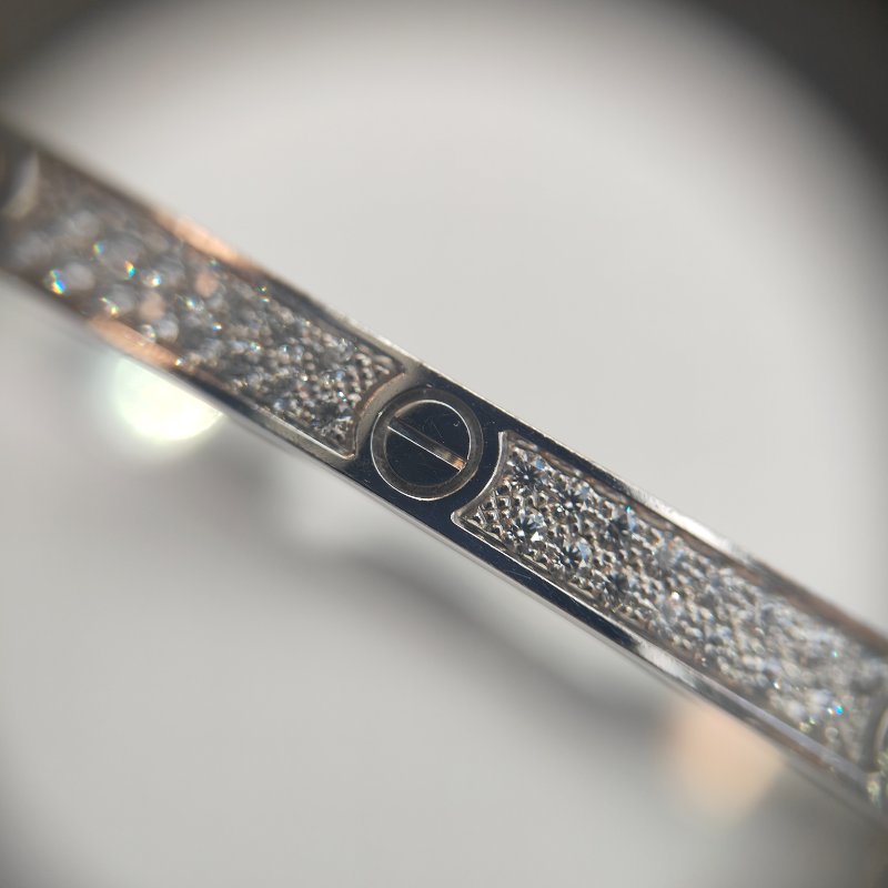 Cartier 卡地亞 love 18K白金 窄版滿天星鑽石手環 Size 17 Bracelet-6