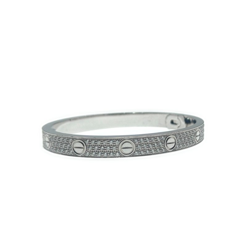Cartier 卡地亞 love 18K白金 寬版滿天星鑽石手環 Size 17 Bracelet-2