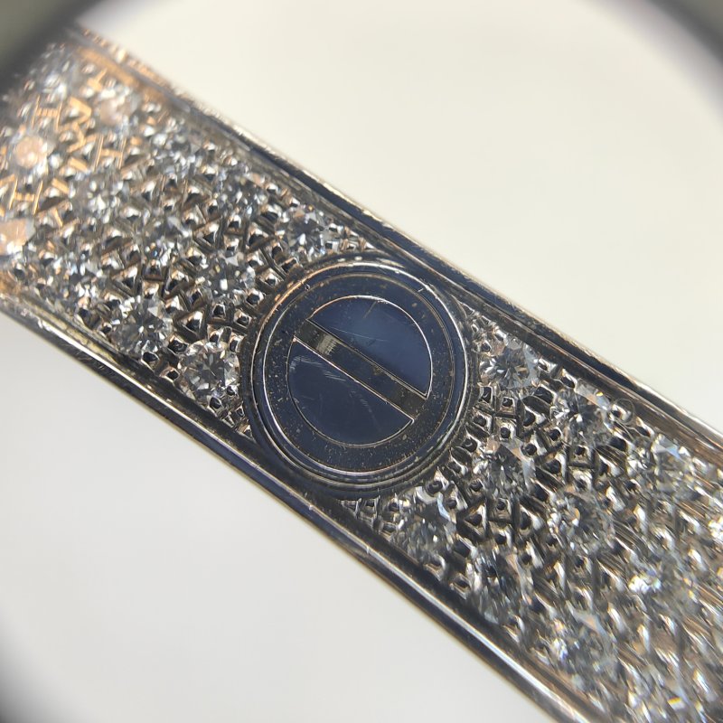 Cartier 卡地亞 love 18K白金 寬版滿天星鑽石手環 Size 17 Bracelet-4