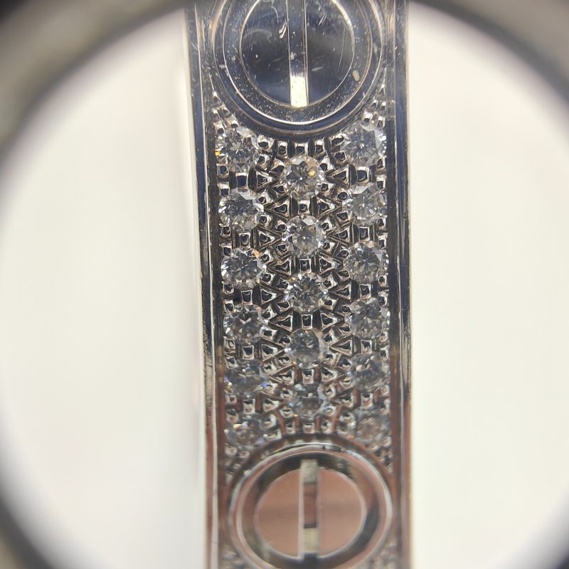 Cartier 卡地亞 love 18K白金 寬版滿天星鑽石手環 Size 17 Bracelet-5