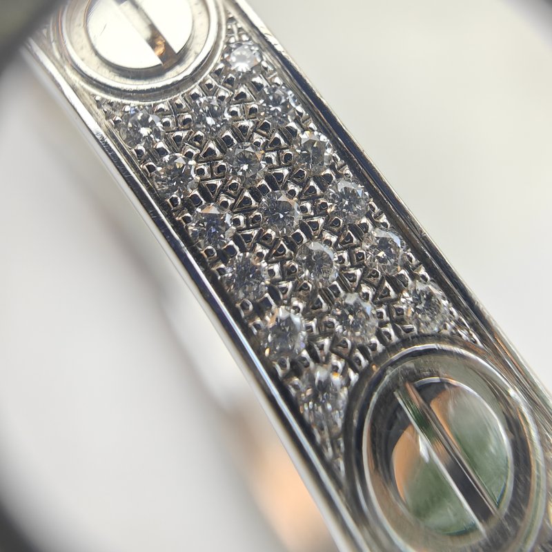 Cartier 卡地亞 love 18K白金 寬版滿天星鑽石手環 Size 17 Bracelet-6