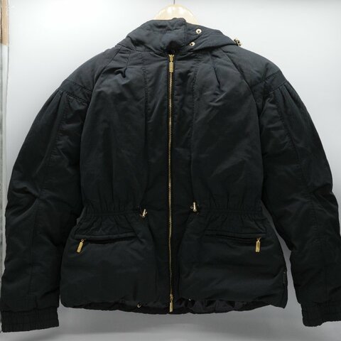 Moncler盟可睞 收腰外套 金色拉鍊 黑色 尼龍 金色拉鍊 羽絨服