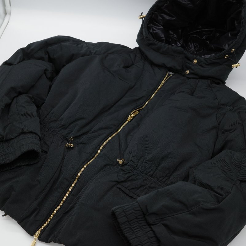 Moncler盟可睞 收腰外套 金色拉鍊 黑色 尼龍 金色拉鍊 羽絨服-4