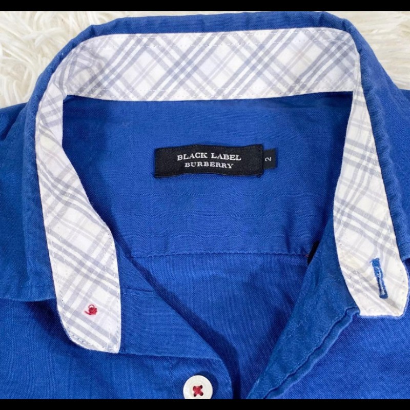 BURBERRY BLACKLABEL #格紋短袖襯衫#2號#藍色-2