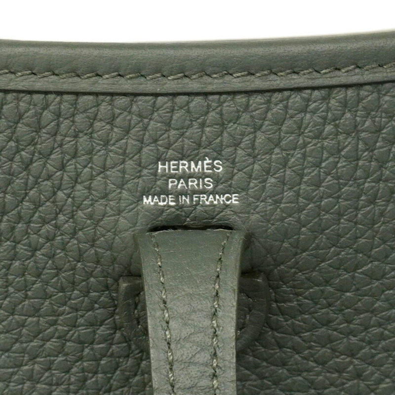 愛馬仕 Hermès Evelyn TPM Taurillon Clemence Vert Mangrove 女士單背包，搭配 K 字印記-4