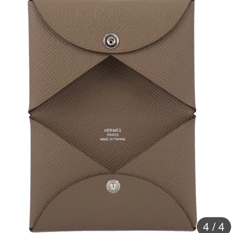 Hermes 愛馬仕 Calvi 卡包/卡片夾(大象灰 Etoupe x 牛皮 Epsom)全新 2025.12月購入