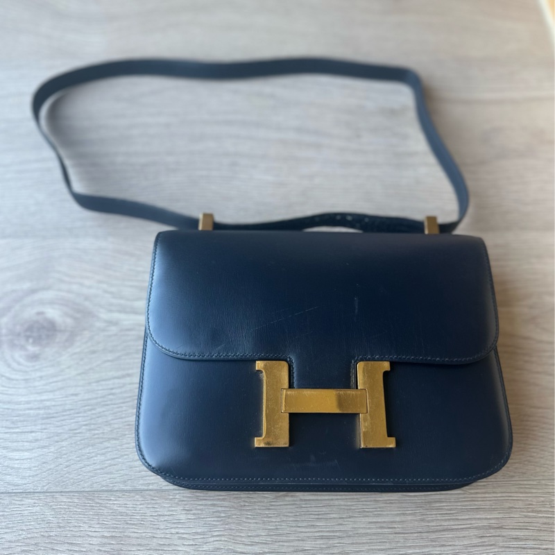 ❤️愛🐎人心中Hermes包款裏的太祖母—深藍金扣Hermès Constance Vintage ❤️-0