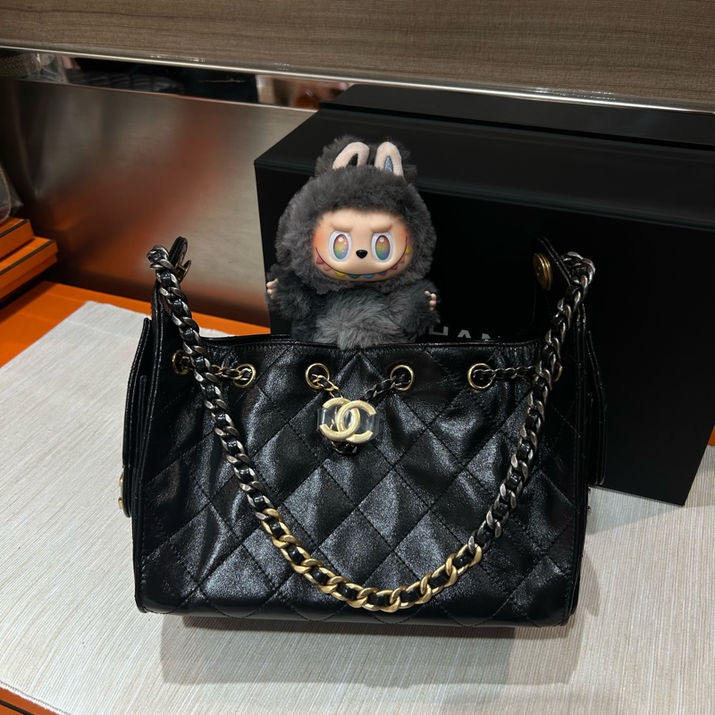 全新 Chanel 25 bag 黑色牛皮金銀鏈-5