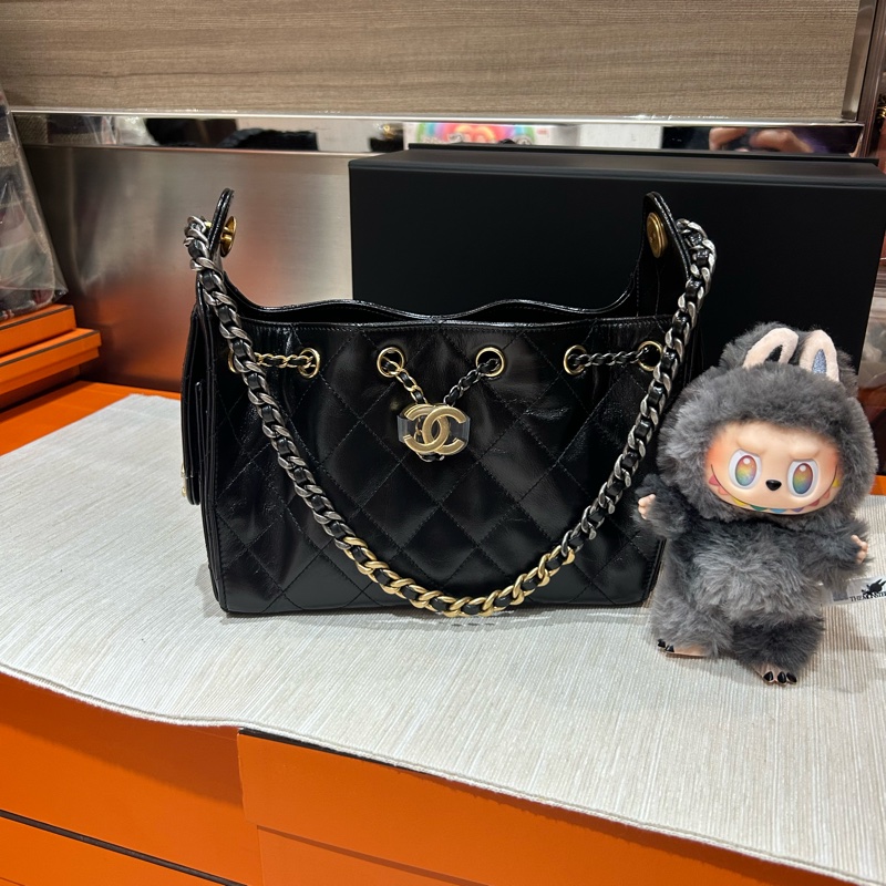 全新 Chanel 25 bag 黑色牛皮金銀鏈-6