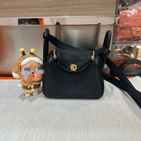 Hermes Mini Lindy 黑色金扣 Stamp Z TC粒粒牛皮