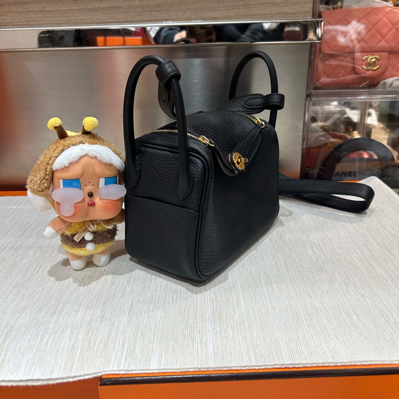 Hermes Mini Lindy 黑色金扣 Stamp Z TC粒粒牛皮-1