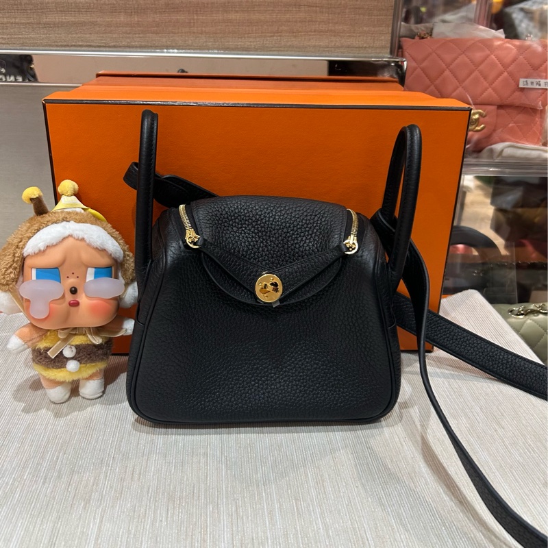 Hermes Mini Lindy 黑色金扣 Stamp Z TC粒粒牛皮-5