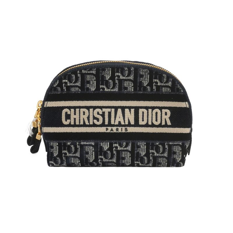 Dior牛皮帆布絨布Oblique老花手拿包-0