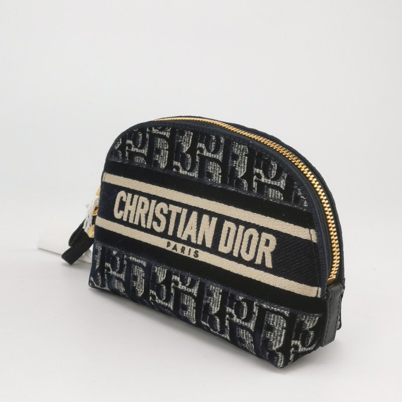 Dior牛皮帆布絨布Oblique老花手拿包-1