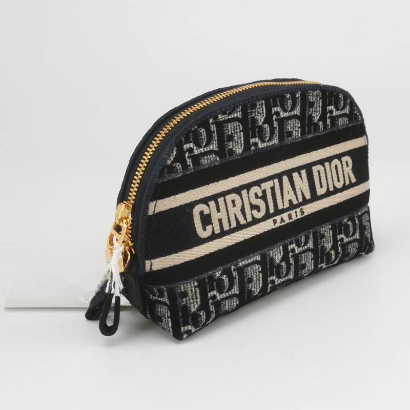 Dior牛皮帆布絨布Oblique老花手拿包-2