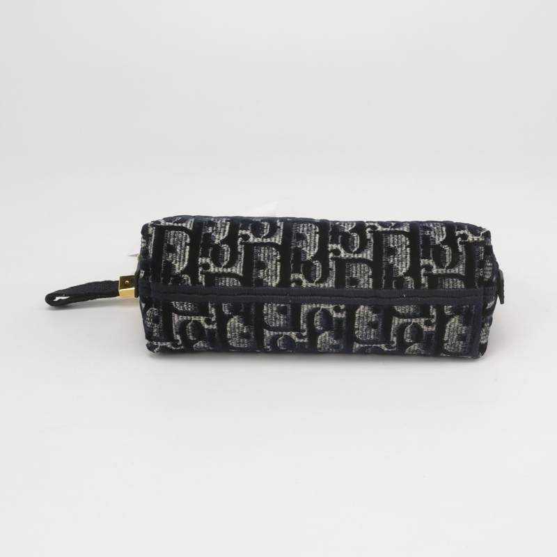 Dior牛皮帆布絨布Oblique老花手拿包-4