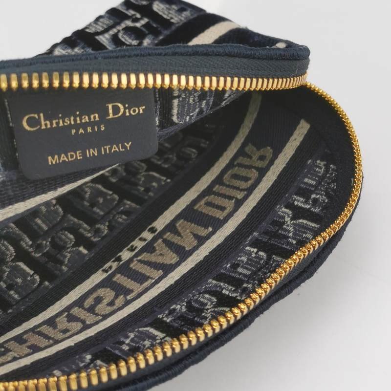 Dior牛皮帆布絨布Oblique老花手拿包-5