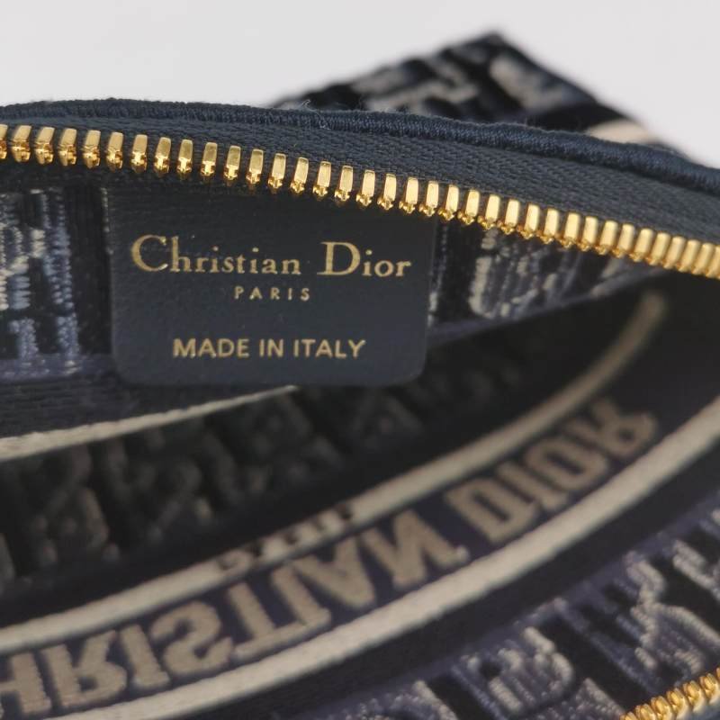 Dior牛皮帆布絨布Oblique老花手拿包-6
