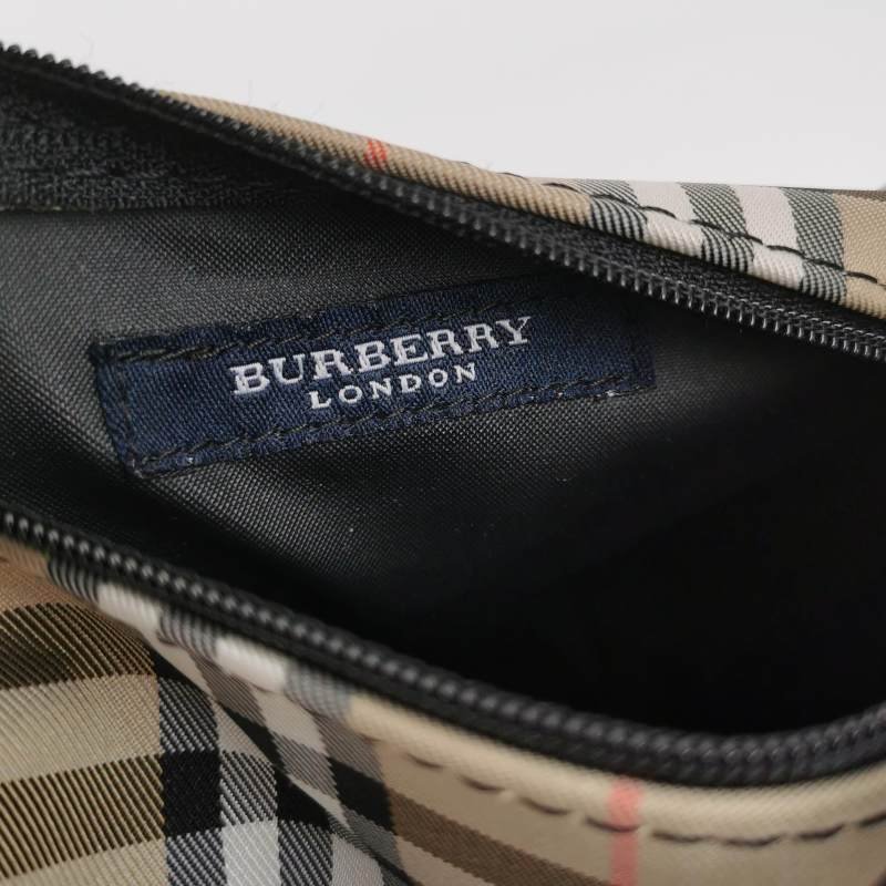 Burberry牛皮尼龍布拼色格紋拉鏈手提包-7