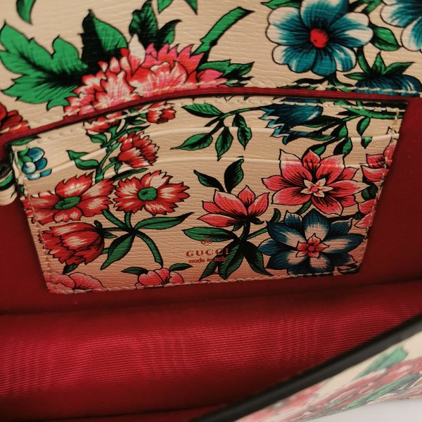 Gucci Diana系列牛皮花卉印花竹節扣金屬雙Glogo斜挎包-6