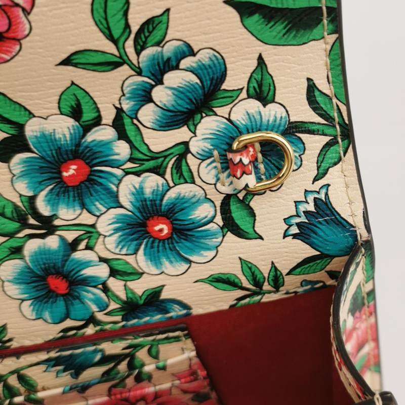 Gucci Diana系列牛皮花卉印花竹節扣金屬雙Glogo斜挎包-8