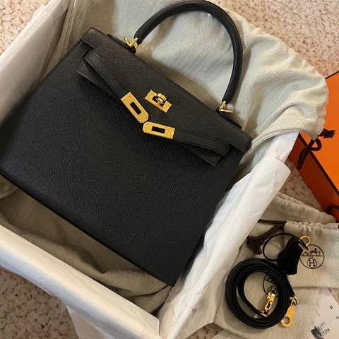 愛馬仕kelly25黑色金釦