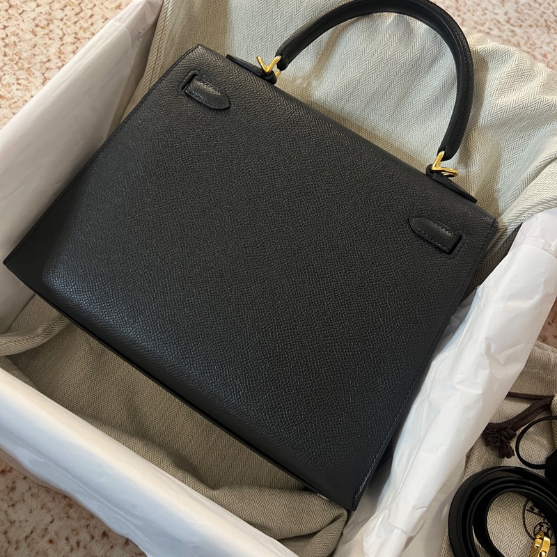 愛馬仕kelly25黑色金釦-1