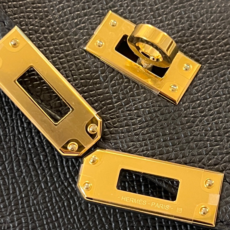 愛馬仕kelly25黑色金釦-2