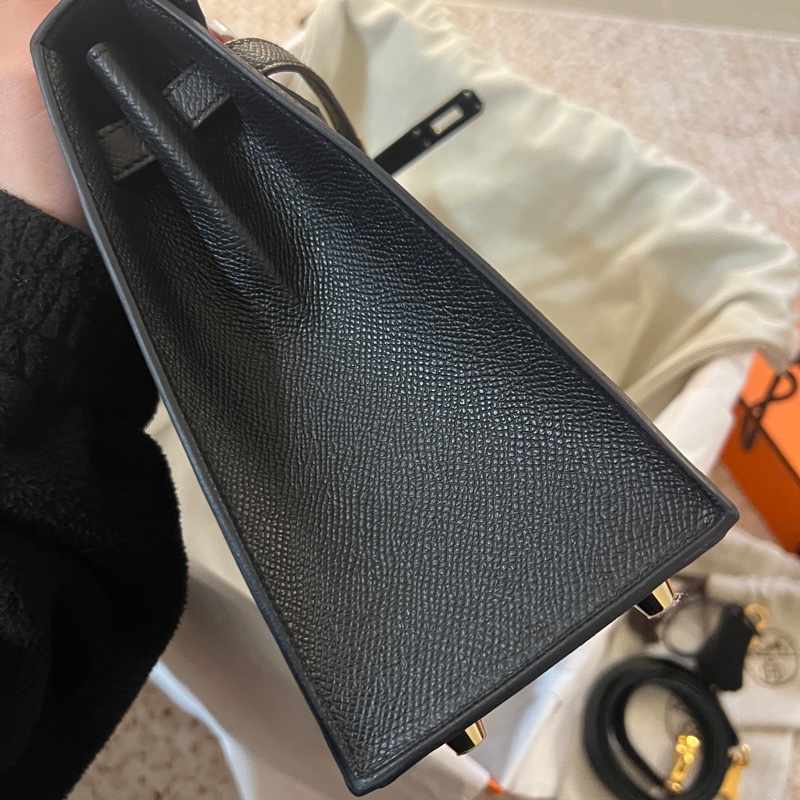 愛馬仕kelly25黑色金釦-3