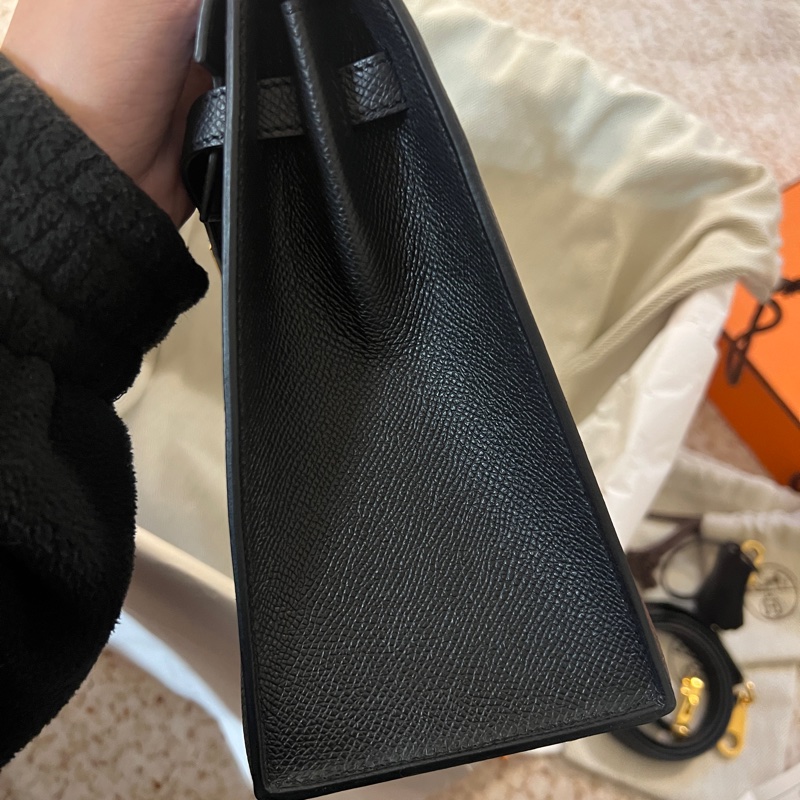 愛馬仕kelly25黑色金釦-4