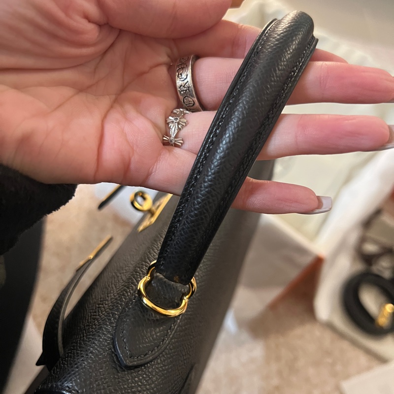 愛馬仕kelly25黑色金釦-6