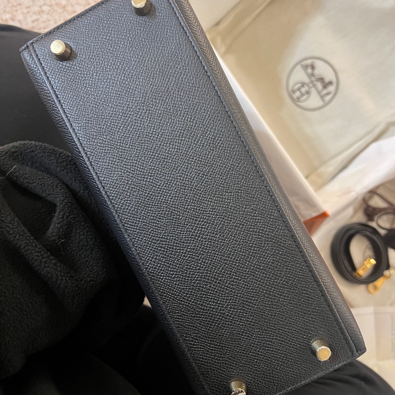 愛馬仕kelly25黑色金釦-7