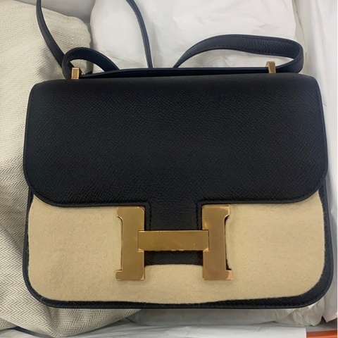 愛馬仕康康mini 黑色玫瑰金扣