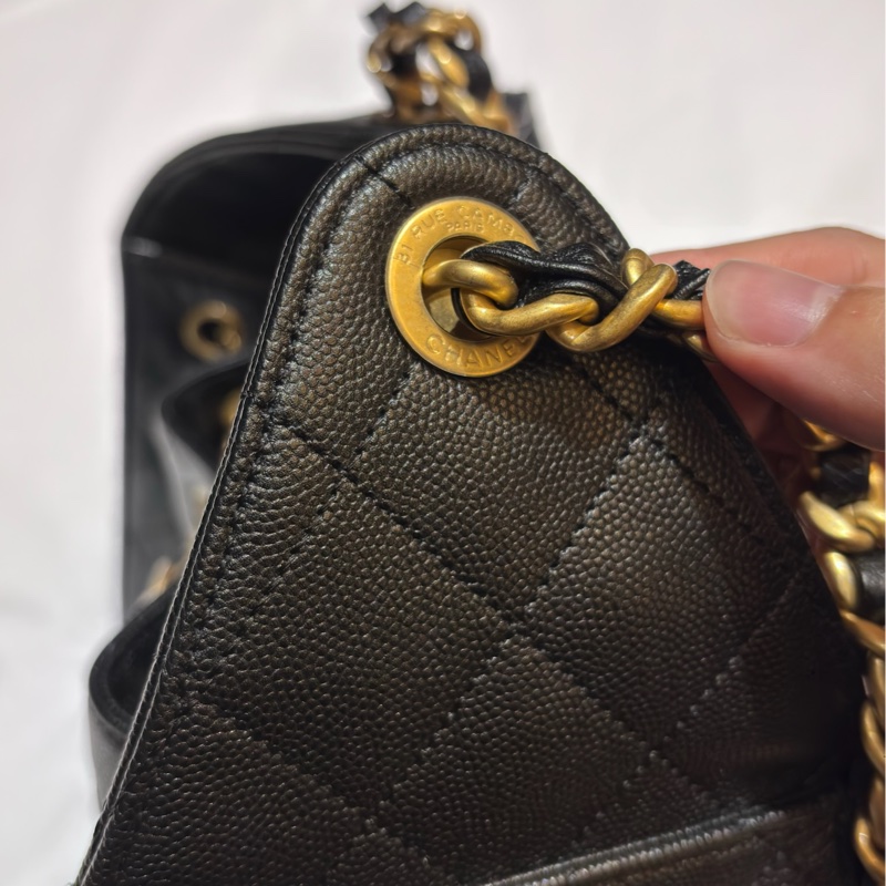 Chanel 25bag 小號/黑金/荔枝皮-5
