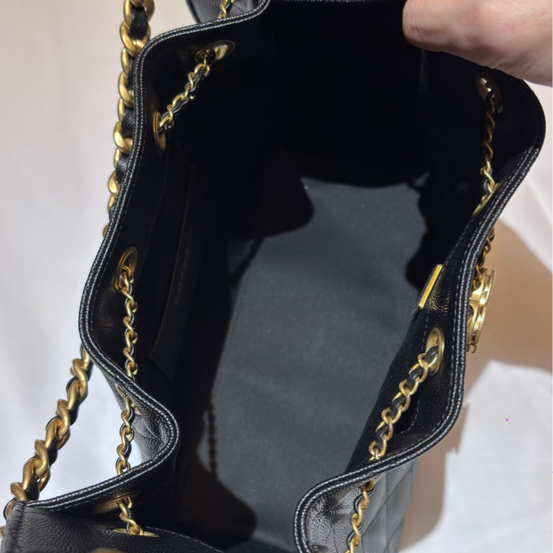 Chanel 25bag 小號/黑金/荔枝皮-7