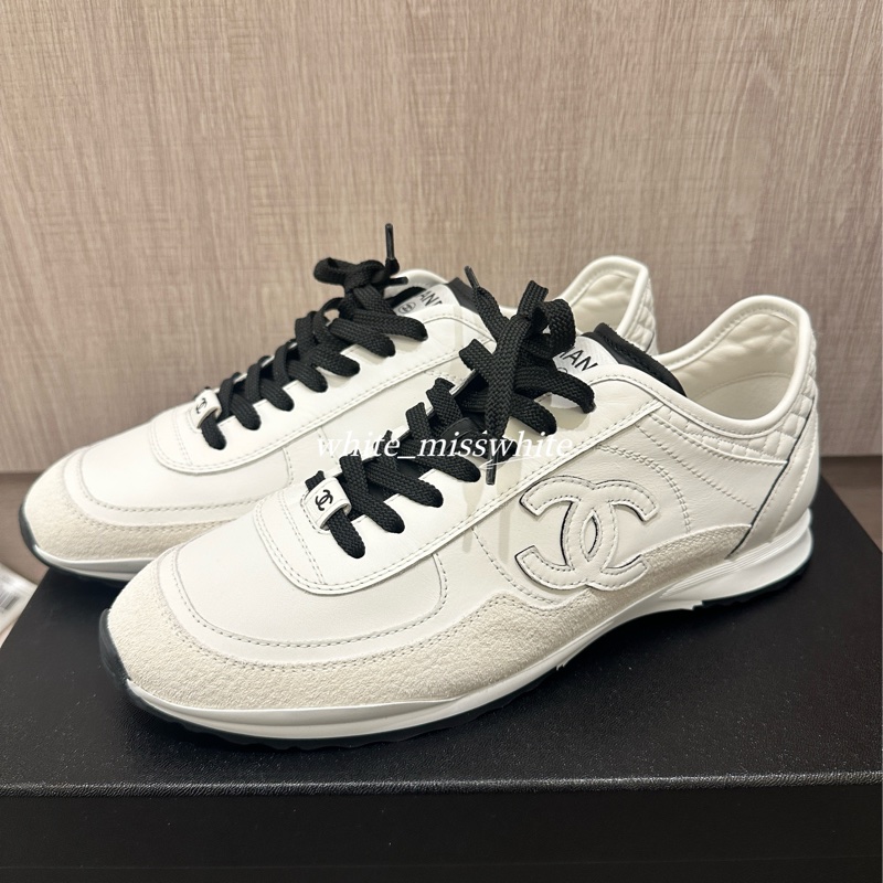 💕CHANEL 25P黑白熊貓德訓鞋39.5-1