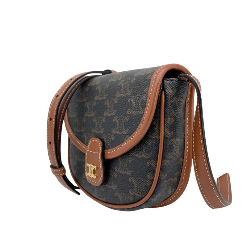Celine 展示品 Besace Triomphe帆布迷你斜背包(黃褐色)-1