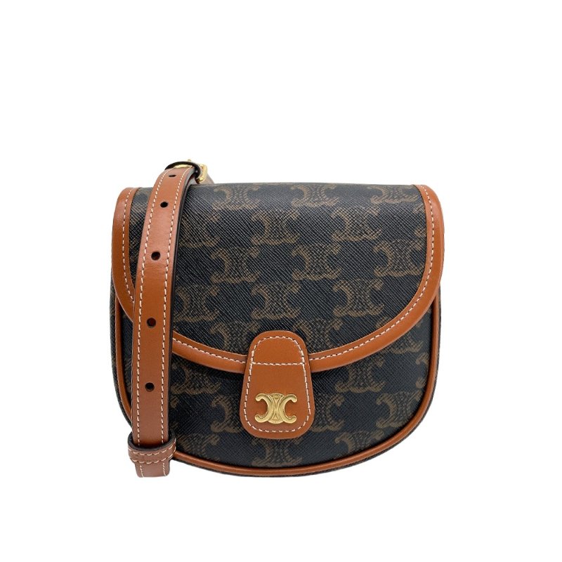 Celine 展示品 Besace Triomphe帆布迷你斜背包(黃褐色)-0