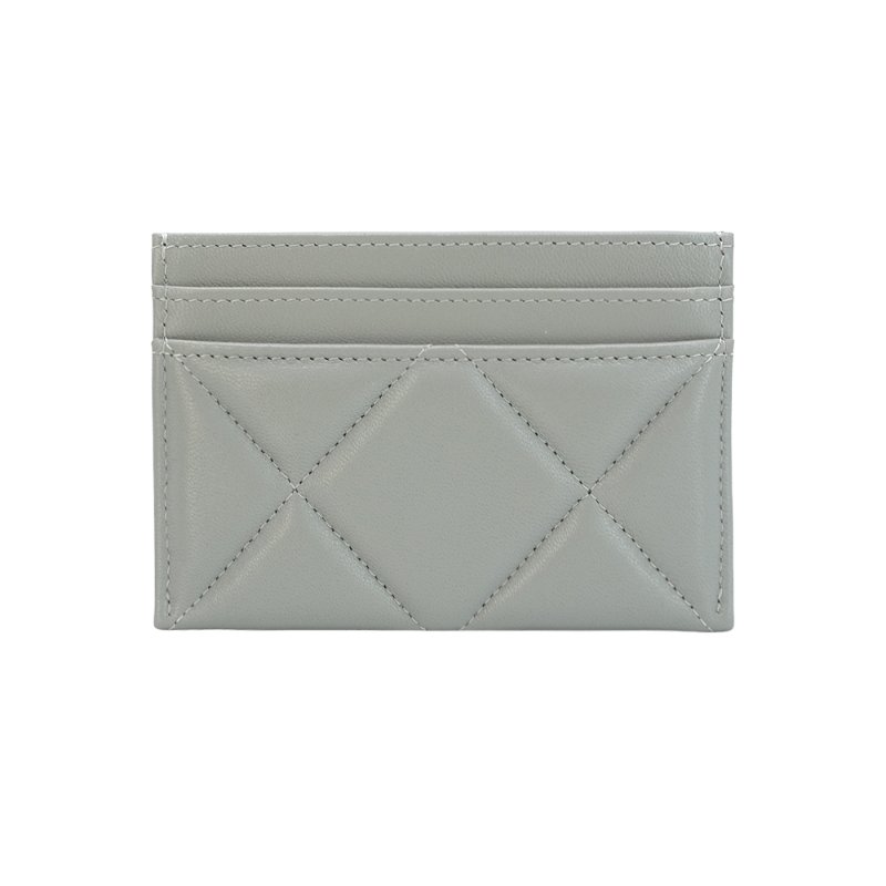 Chanel 19 金logo菱格紋羊皮卡夾(AP1167-灰)-2