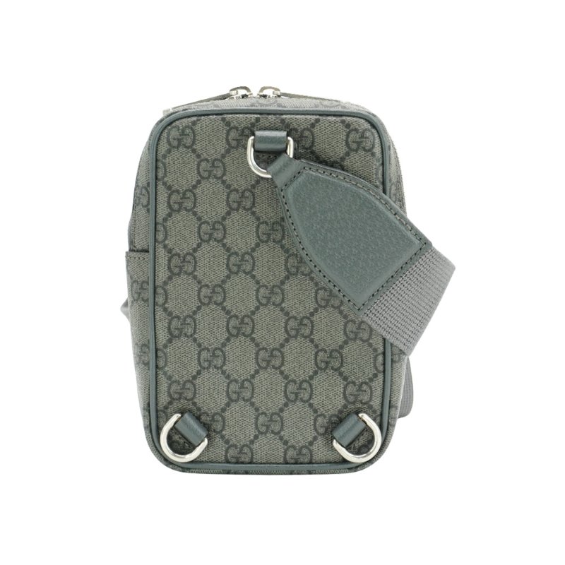 Gucci 展示品 Ophidia GG 直式雙拉鍊斜背包(752565-灰)-2