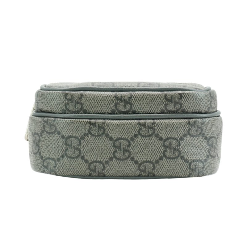 Gucci 展示品 Ophidia GG 直式雙拉鍊斜背包(752565-灰)-3